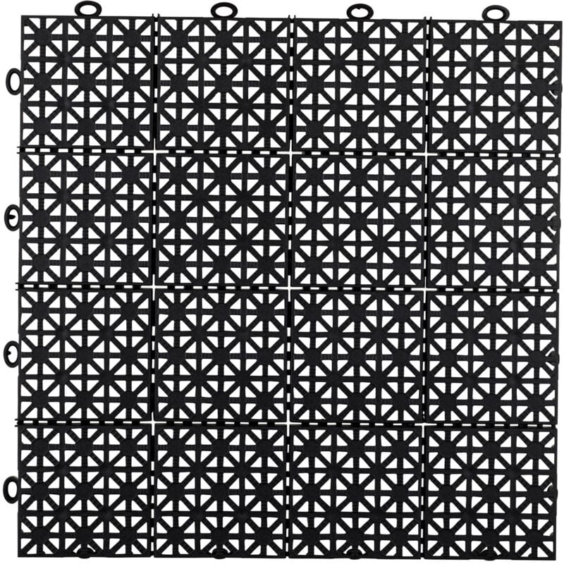 Dalle plastique noire épaisseur 12 mm Dalle clipsage facile à carreaux dimensions 30 x 30 cm Dalle à usage intensif idéal pour extérieur - Black