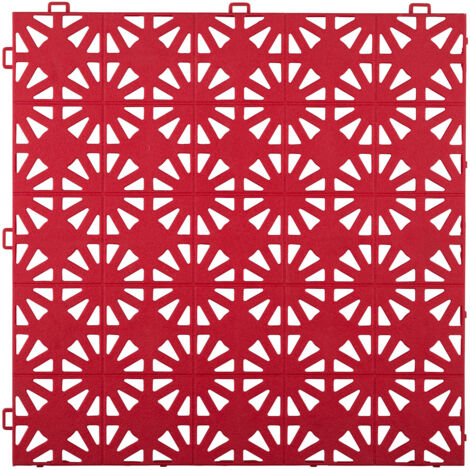 Dalle plastique rouge clipsable 12 mm Dalle à motifs circulaires Dalle 30x30 cm pour usage intensif idéal pour extérieur