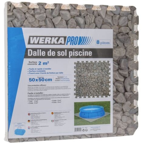 Dalle pour piscine imprimé galet  50x50cm  1cm épaisseur 8 pièces WERKA PRO