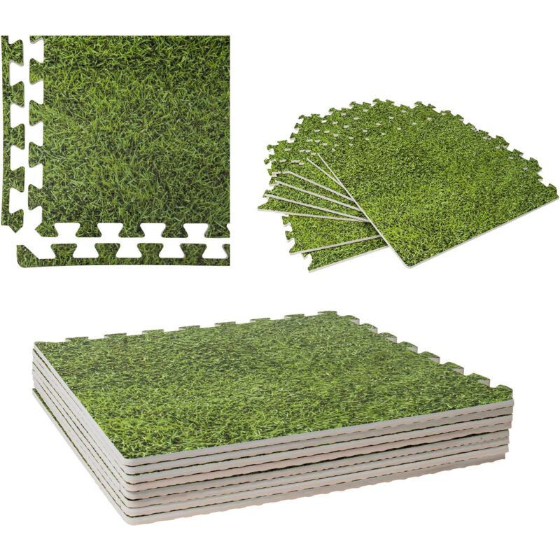 Werka Pro - Dalle pour piscine imprimé gazon 50x50cm 1cm épaisseur 8 pièces