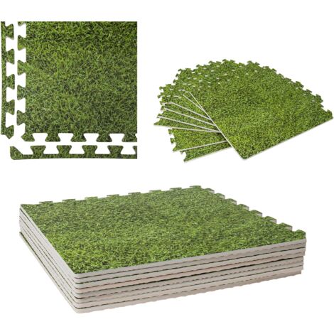 Dalle pour piscine imprimé gazon 50x50cm 1cm épaisseur 8 pièces Werkapro