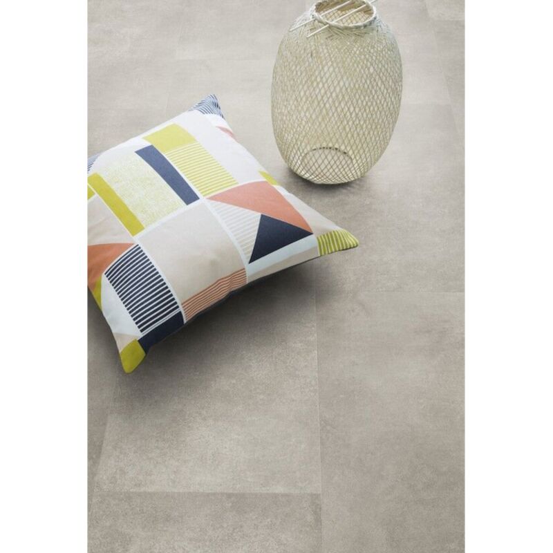 Dalle de sol pvc clipsable sous couche intégrée effet béton pepper taupe Gerflor 2.04 m²