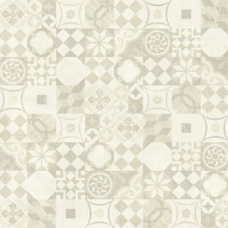 Dalle sol PVC Clipsable Mix and Match - Click 5G - Carreaux de ciment beige clair - Paquet de 1,49 m²