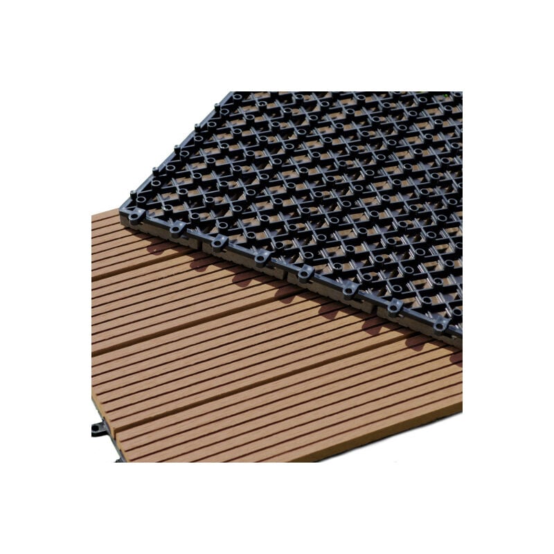 Dalle Terrasse Bois Composite clipsable - Brun Exotique - Lot de 6 dalles 30x60cm soit 1,08m²)