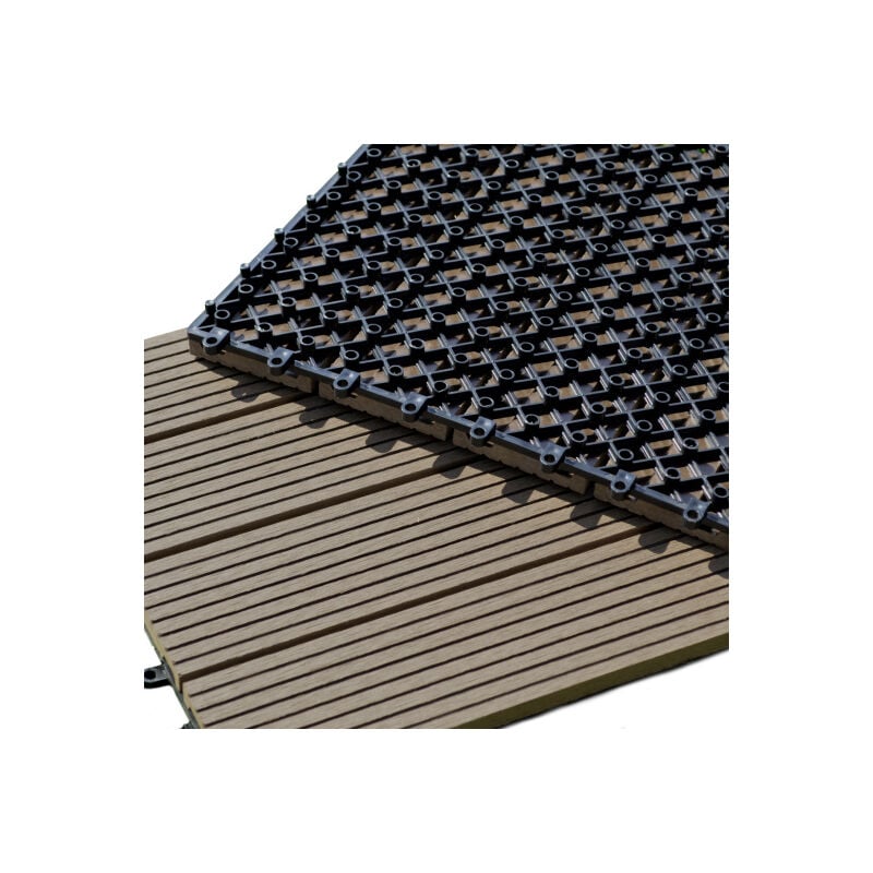 Dalle Terrasse Bois Composite clipsable - Chocolat - Lot de 11 dalles 30x30cm soit 1m²)