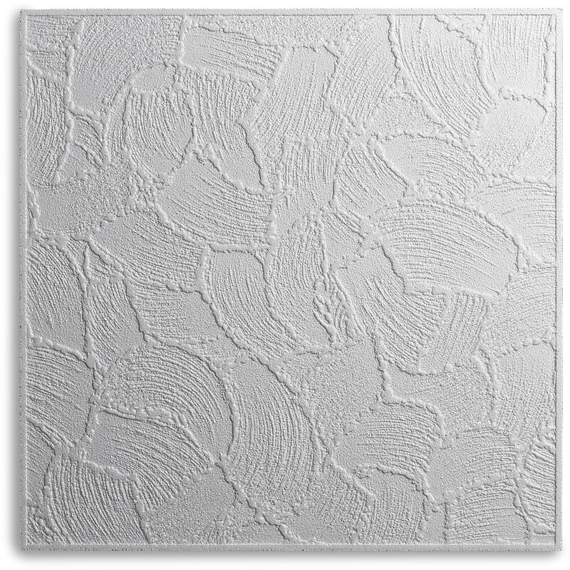 Dalle de plafond valencia - polystyrène - blanc - effet crépi - 50 x 50 cm - 5 sach. (=10 m2) - blanc - Decosa