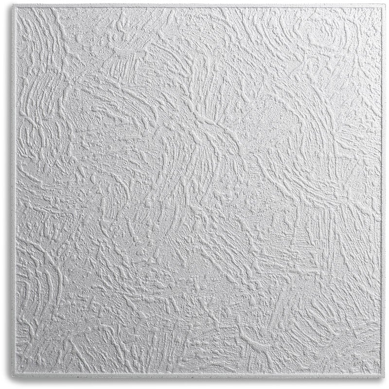 Dalle de plafond vienne - polystyrène - blanc - effet crépi - 50 x 50 cm - 10 sach. (=20 m2) - blanc - Decosa