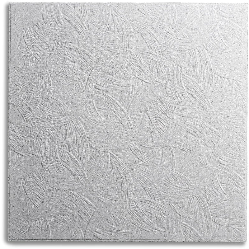Dalle de plafond AP105 (Zagreb) - polystyrène - blanc - effet crépi - 50 x 50 cm - 10 sach. (=20 m2) - blanc - Decosa