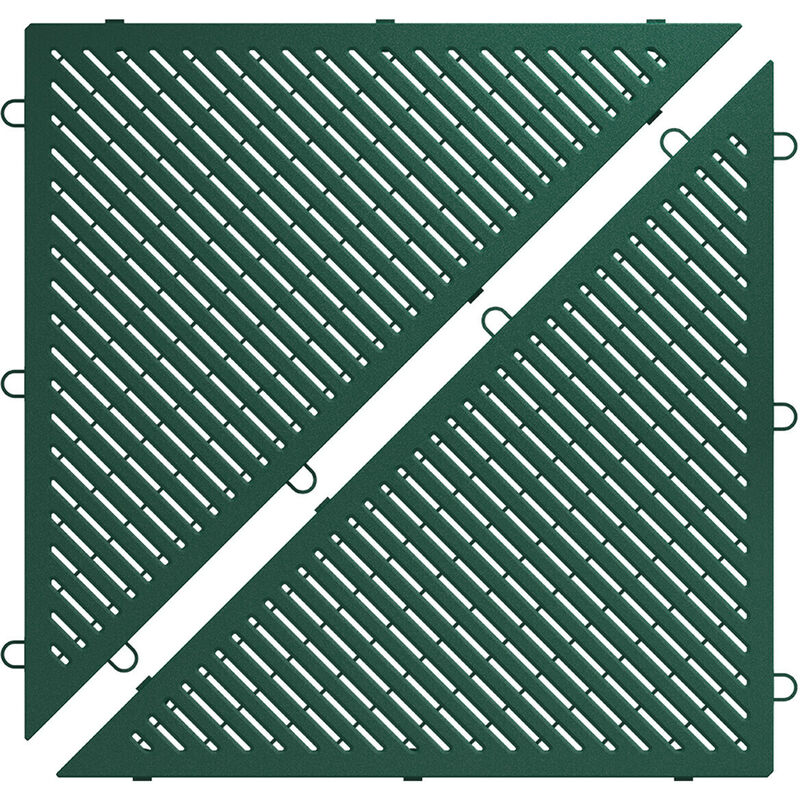 Lot de 12 Dalles Garage, Atelier, Showroom Polypropylène Ajouré I Couleur Vert Sacramento - Prismatik