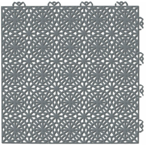 DALLES CLIPSABLES pour TERRASSE, PISCINE, BALCON I Dalles en Polypropylène BERGO XL Metal Grey - Metal Grey