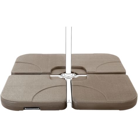 Dalles de Contrepoids 9 Kg pour Parasol 4 Pièces Plastique Marron Résistant Caria