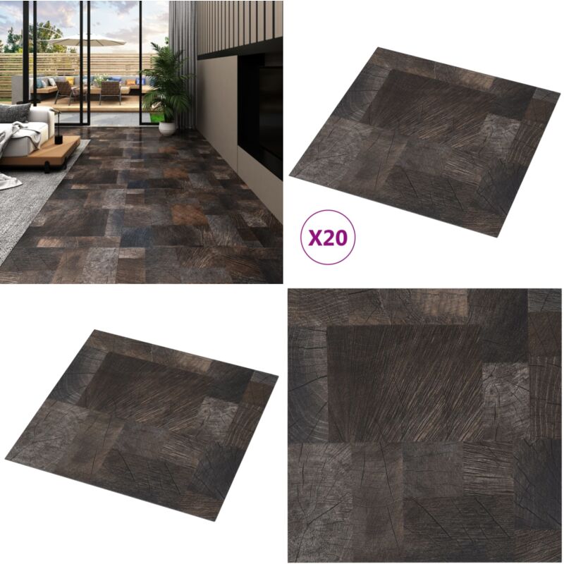 Dalles de plancher autoadhésive 20 pcs pvc Structure à bois - Carrelage Pvc - Dallettes De Sol - Planchers Autocollants - Revêtement De Sol - Parquet