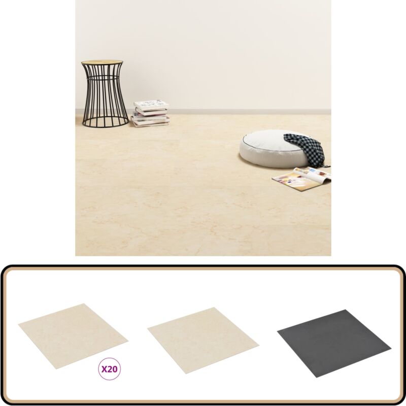 Dalles de plancher autoadhésives 20 pcs pvc 1,86 m² beige - Carrelage Pvc - Dallettes De Sol - Planchers Autocollants - Revêtement De Sol - Parquet