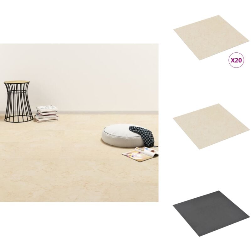 Dalles de plancher autoadhésives 20 pcs pvc 1,86 m² beige - Carrelage Pvc - Dallettes De Sol - Planchers Autocollants - Revêtement De Sol - Parquet