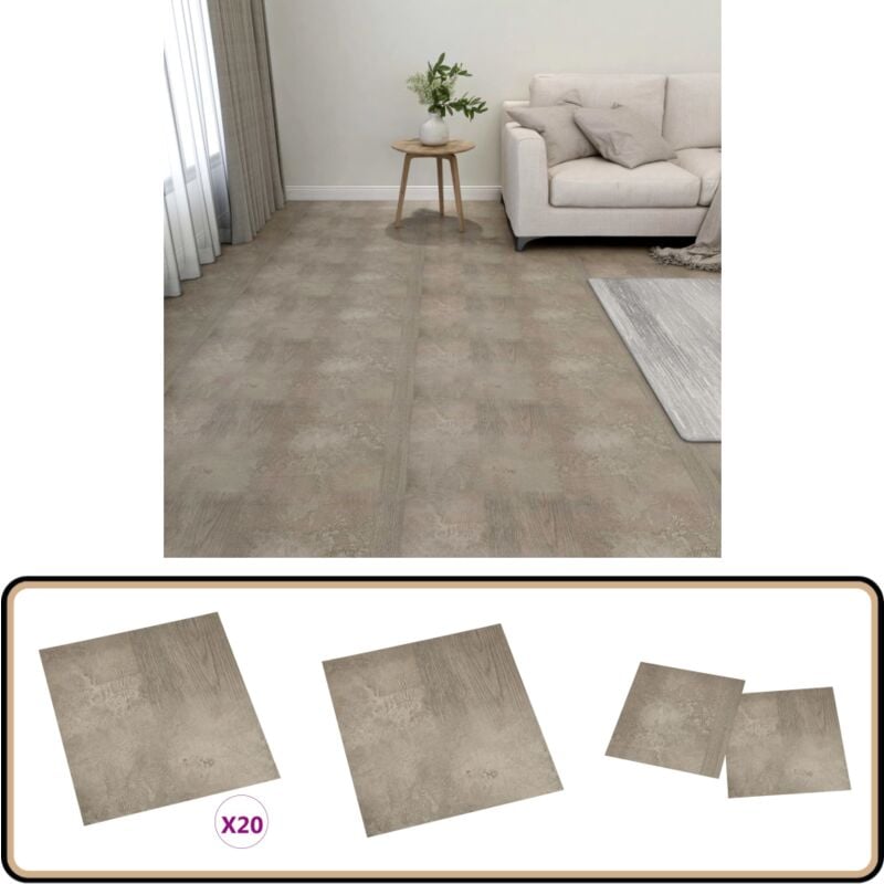 Dalles de plancher autoadhésives 20 pcs PVC 1,86 m² gris - Carrelage Pvc - Dallettes De Sol - Planchers Adhésifs - Revêtement De Sol - Carreau Pvc