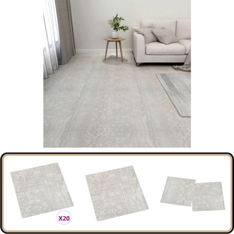 Dalles de plancher autoadhésives 20 pcs PVC 1,86 m² gris clair - Carrelage Pvc - Dallettes De Sol - Planchers Adhésifs - Revêtement De Sol Intérieur