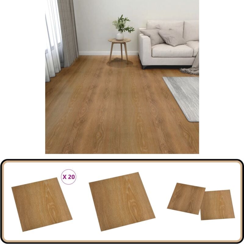 Dalles de plancher autoadhésives 20 pcs PVC 1,86 m² marron - Carrelage Pvc - Dallettes De Sol - Planchers Autocollants - Revêtement De Sol - Parquet