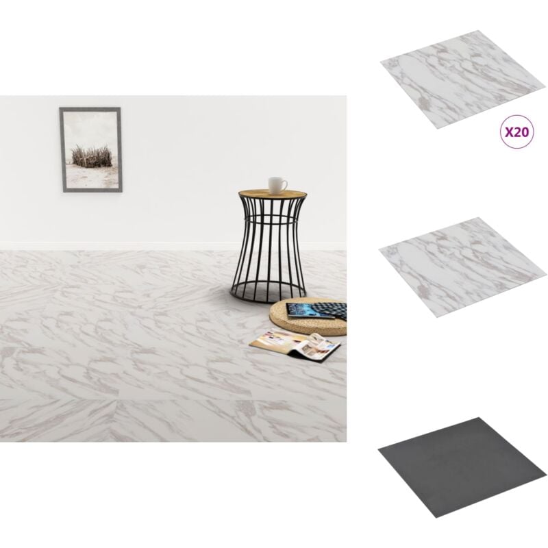Dalles de plancher autoadhésives 20pcs pvc 1,86 m² marbre blanc - Carrelage Pvc - Dallettes De Sol - Planchers Autocollants - Revêtement De Sol