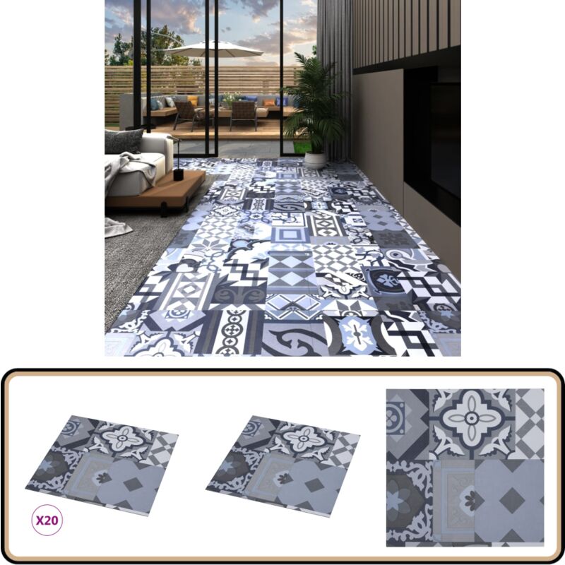 Dalles de plancher autoadhésives 20pcs pvc 1,86 m² motif coloré - Carrelage Pvc - Dallettes De Sol - Planchers Autocollants - Revêtement De Sol