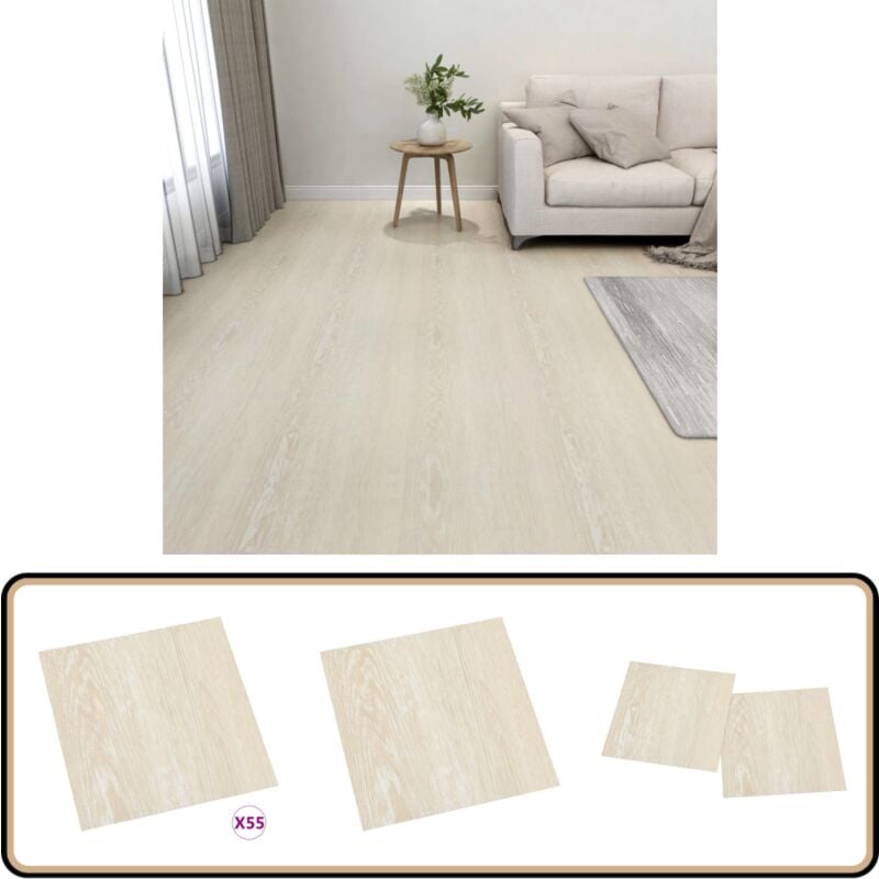 Dalles de plancher autoadhésives 55 pcs pvc 5,11 m² beige - Carrelage Pvc - Dallettes De Sol - Planchers Adhésifs - Revêtement De Sol - Carreau Vinyle