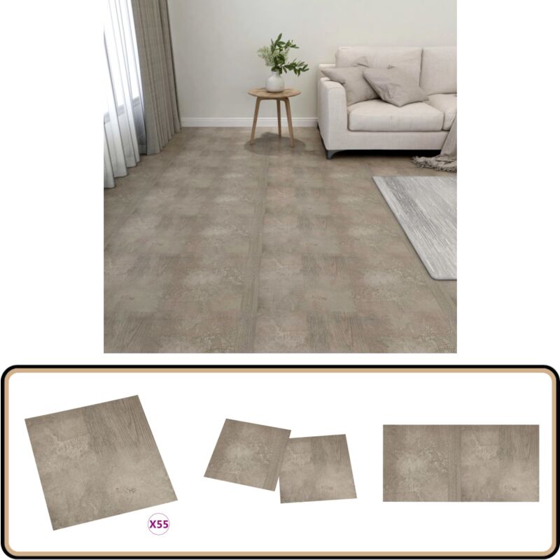 Dalles de plancher autoadhésives 55 pcs pvc 5,11 m² gris - Carrelage Pvc - Dallettes De Sol - Planchers Adhésifs - Revêtement De Sol Intérieur