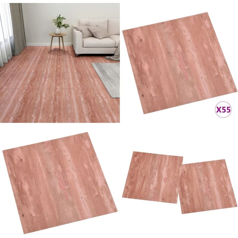 Dalles de plancher autoadhésives 55 pcs pvc 5,11 m² rouge - Carrelage Pvc - Dallettes De Sol - Planchers Autocollants - Revêtement De Sol - Carreau