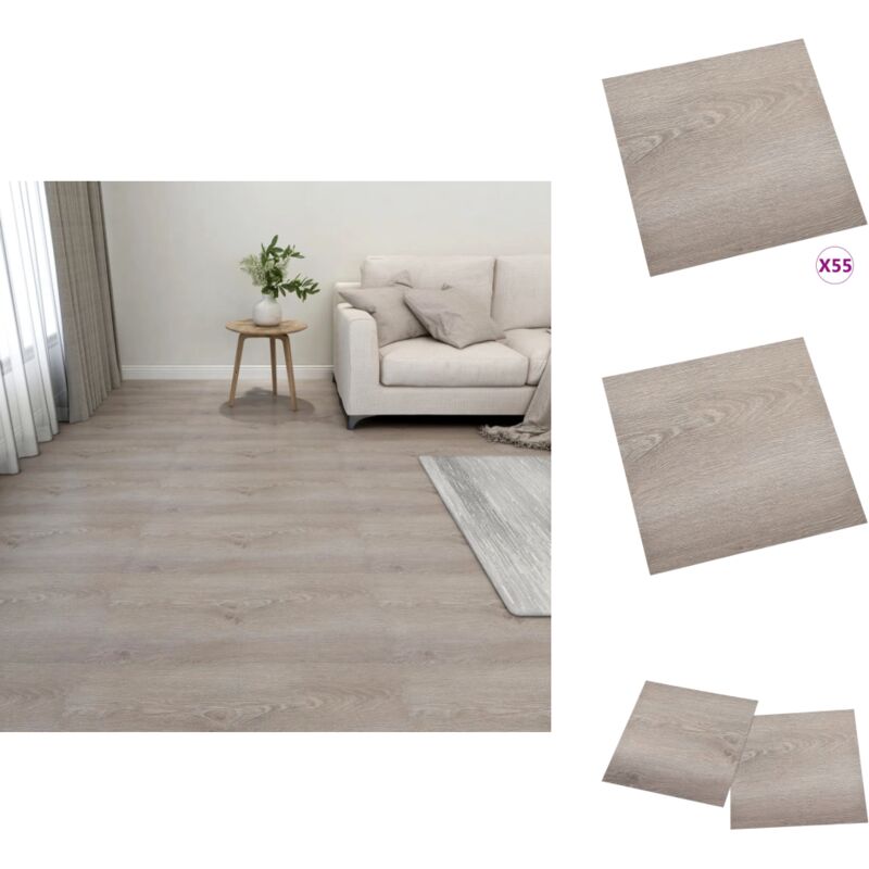 Dalles de plancher autoadhésives 55 pcs pvc 5,11 m² taupe - Carrelage Pvc - Dallettes De Sol - Planchers Autocollants - Revêtement De Sol - Carreau