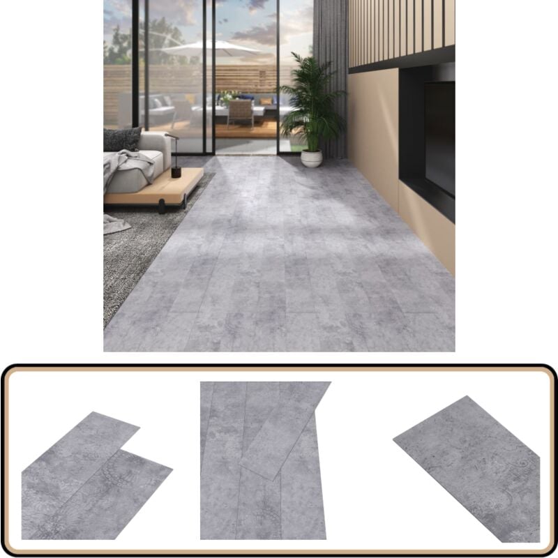 Dalles de plancher pvc 4,46 m² 3 mm autoadhésif gris ciment - Carrelage Pvc - Dallettes De Sol - Planchers Pvc - Revêtement De Sol Adhésif