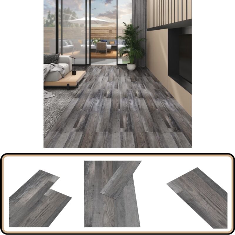 Dalles de plancher pvc 5,02 m² 2 mm autoadhésif bois industriel - Carrelage Pvc - Dallettes Pvc - Planchers Pvc - Revêtement De Sol - Carreau De Sol