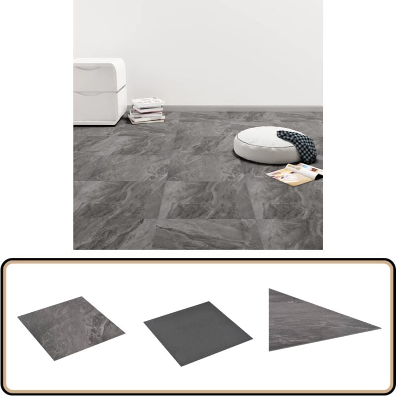 Dalles de plancher pvc autoadhésif 5,11 m² noir avec motif - Carrelage Pvc - Dallettes De Sol - Planchers Pvc - Revêtement De Sol - Carreau Vinyle