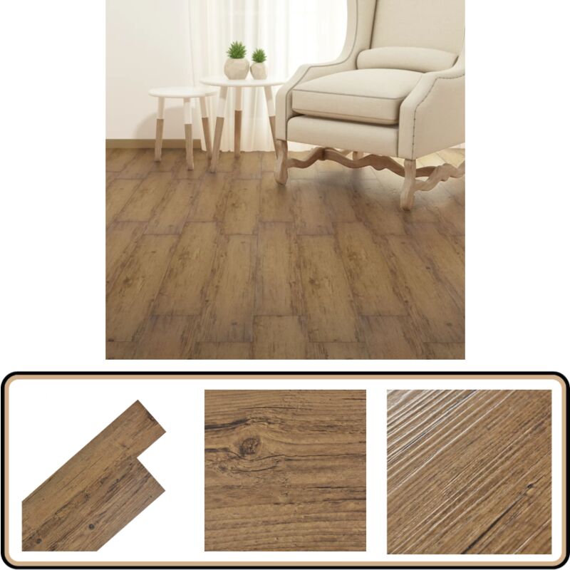 Dalles de plancher pvc autoadhésif 5,21 m² 2 mm marron noyer - Parquet Pvc - Revêtement De Sol Pvc - Dallettes De Sol - Carrelage Imitation Bois