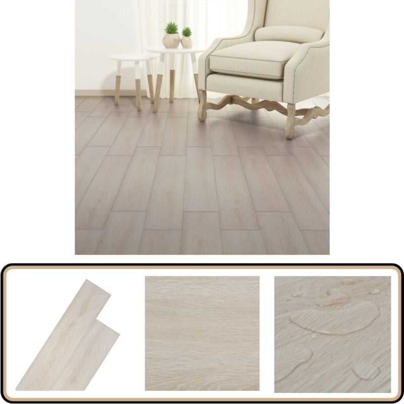 Dalles de plancher pvc autoadhésif blanc chêne classique - Parquet Pvc - Carrelage Facile Pose - Dallettes Pvc - Planchers Pvc - Revêtement Sol