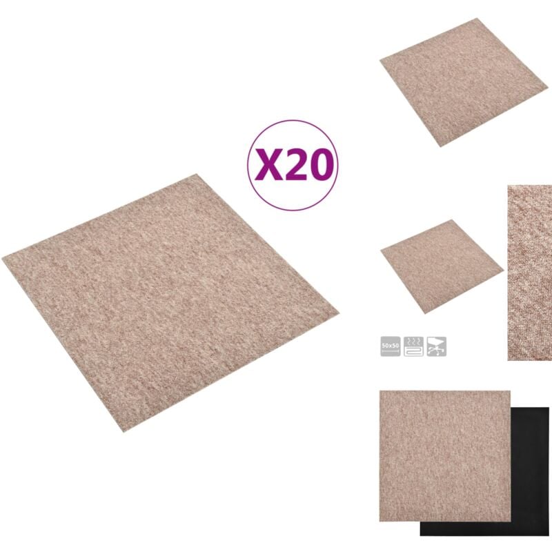 Vidaxl - Dalles de tapis de sol 20 pcs 5 m² 50x50 cm Beige - Carrelage Imitation Bois - Carrelage Salle De Bain - Carrelage Cuisine - Dallettes De