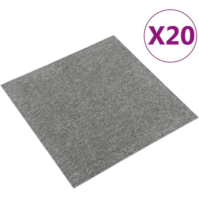 Dalles de tapis de sol 20 pcs 5 m² 50x50 cm Gris