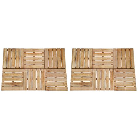 vidaXL Dalles de terrasse 12 pcs 50x50 cm Bois Marron