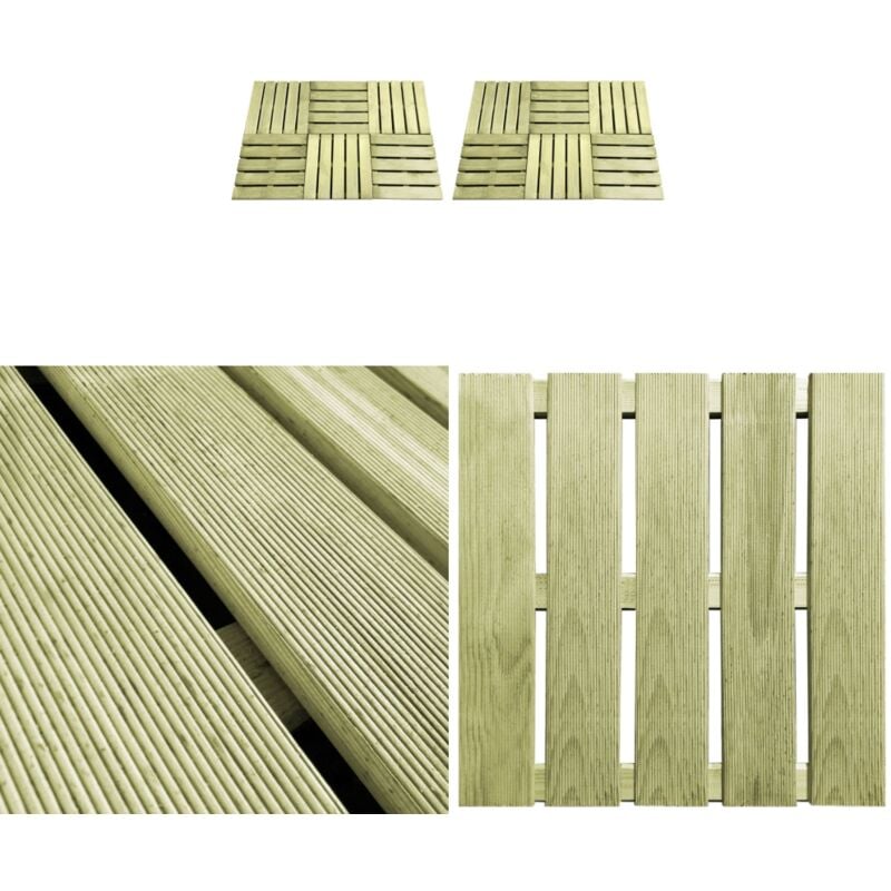 Dalles de terrasse 12 pcs 50x50 cm Bois Vert - Dalles De Terrasse - Terrasse Bois - Carrelage Extérieur - Decking Bois - Jardin Design - Home & Living