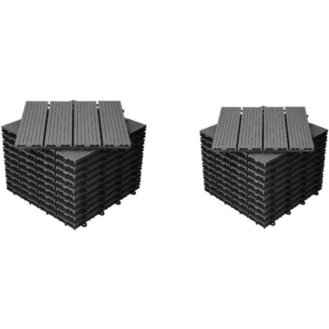Dalles de terrasse en bois composite WPC 30 x 30 cm Dalles clipsables jardin extérieur Grise x20