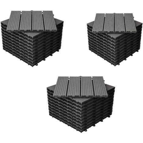Dalles de terrasse en bois composite WPC 30 x 30 cm Dalles clipsables jardin extérieur Grise x30