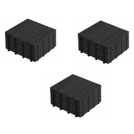 Dalles de terrasse en bois composite WPC 30 x 30 cm Dalles clipsables jardin extérieur Noire x30