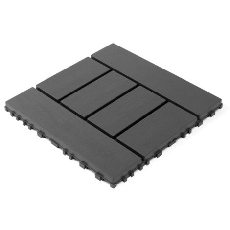 Dalles de terrasse style H de 30 cm (12 po), modules emboîtables à poser soi-même, pour l'extérieur et l'intérieur, installation facile et rapide, idéales pour porche, piscine, balcon ou jardin. 44 pi