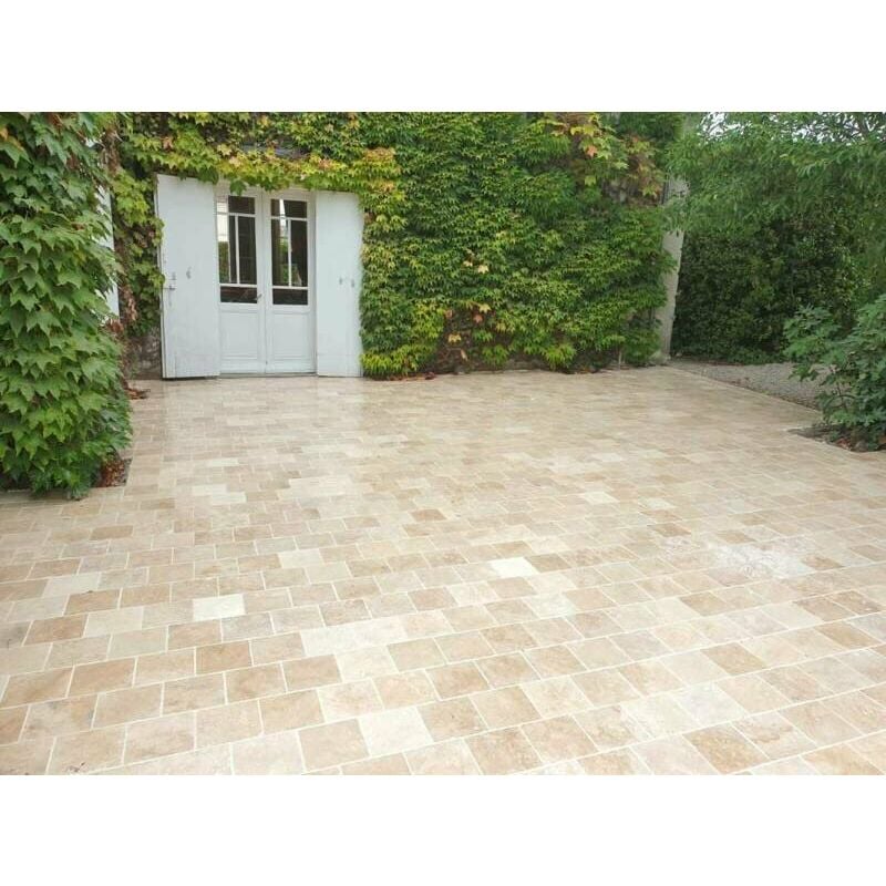 Stone By Stone - Dalles et Pavés Travertin 1er Choix - Crème - 15x30x3cm - Vieilli - (1 m²)