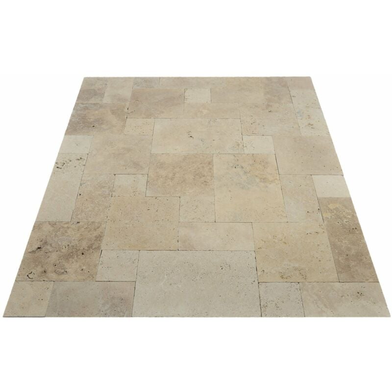 Dalles et Pavés Travertin Rustique - Mix Beige - Opus 4x3cm - Vieilli - (0,74 m²)