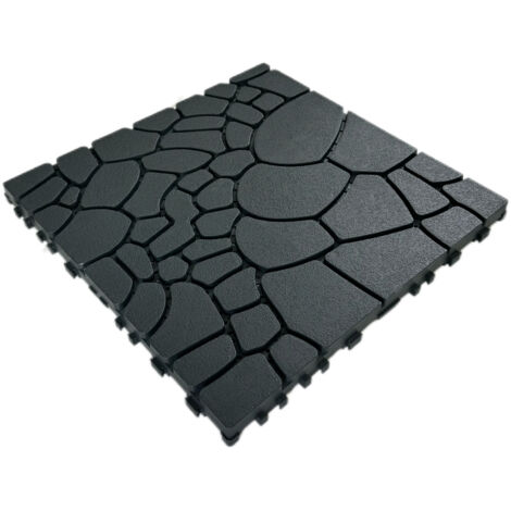 Dalles imitation pierre 44 pcs 30x30 cm gris foncé balcon piscine jardin