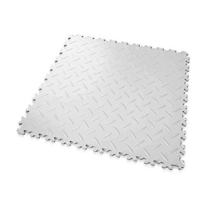 Mosaik Floor - dalles mosaik pvc Blanc - garage, atelier - Épaisseur 5mm Surface Tôle Larmée - Blanc