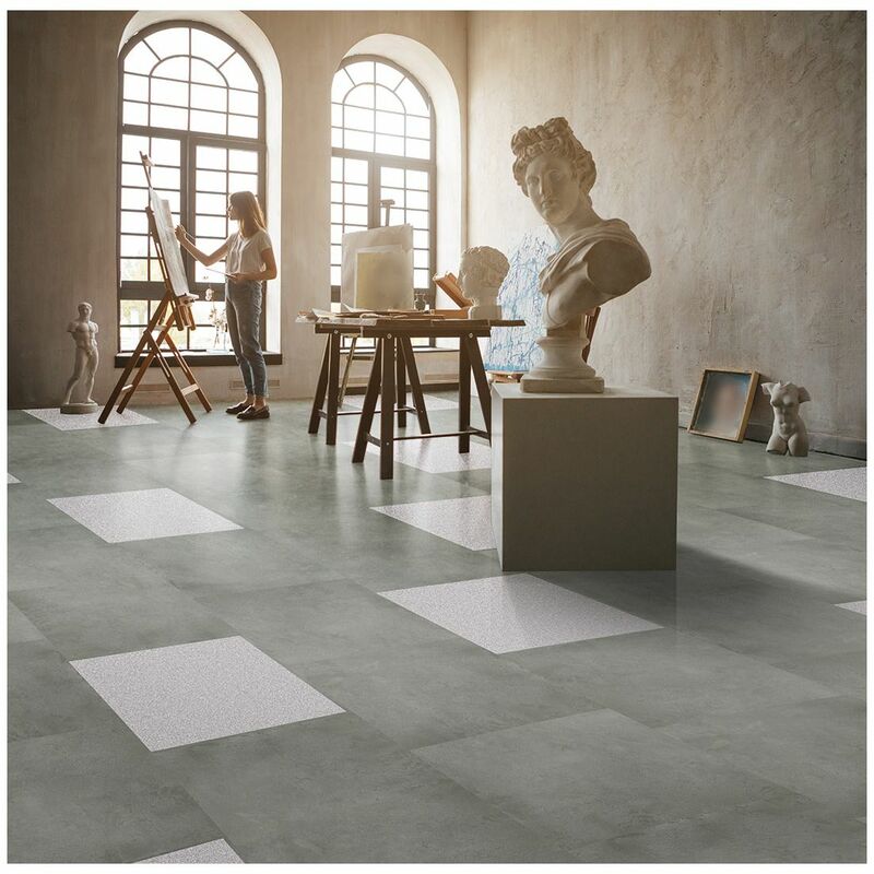 Dalles pvc plombantes Rhys i Béton gris 91,44x91,44 - Béton gris