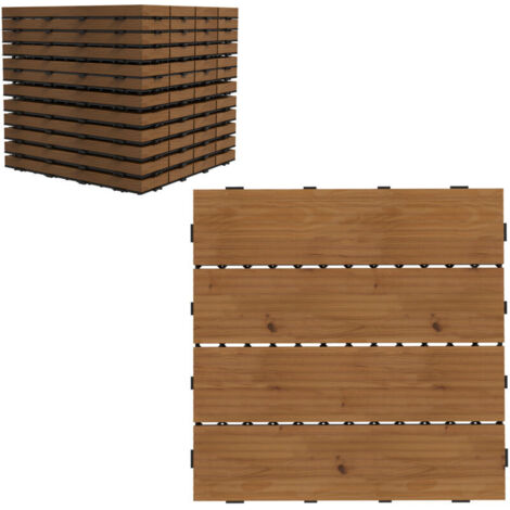 Dalles terrasse - caillebotis - Lot de 12 pcs, Surface Max. 1,08 m²- emboîtables, Installation très Simple
