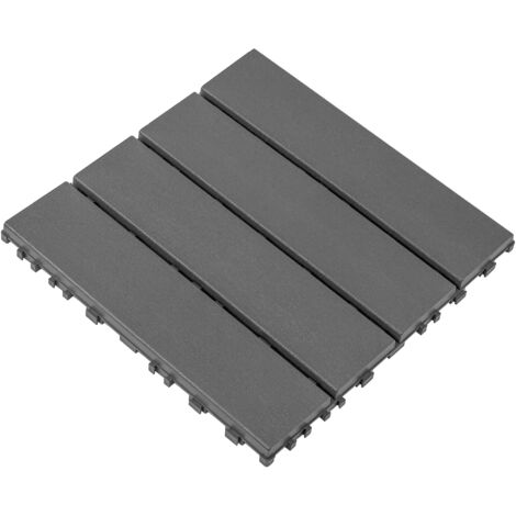 Dalles terrasse plastique clipsables 44 pcs 30x30 cm gris foncé extérieur