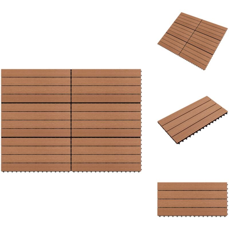 Dalles wpc 60x30 cm 6 pcs 1m² Marron - Carrelage Extérieur - Dallettes Terrasse - Tuile Terrasse - Terrasse Composite - Revêtement Sol Extérieur