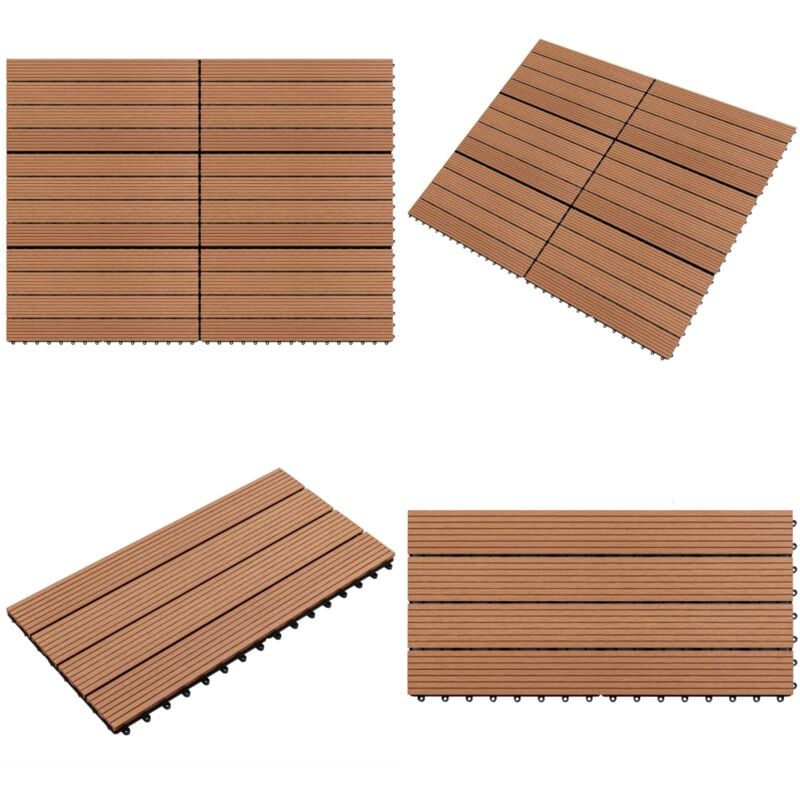 Dalles wpc 60x30 cm 6 pcs 1m² Marron - Carrelage Extérieur - Dallettes Terrasse - Tuile Terrasse - Terrasse Composite - Revêtement Sol Extérieur