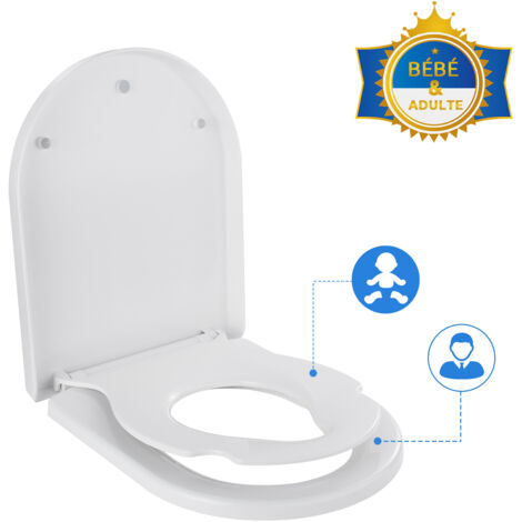 Abattant WC Familial, Lunette de Toilette avec Siège Enfant Magnétique,  Frein de Chute et Charnière Réglable, Abattant WC en Polyéthylène pour  Adultes et Enfants-DBTS01BJ